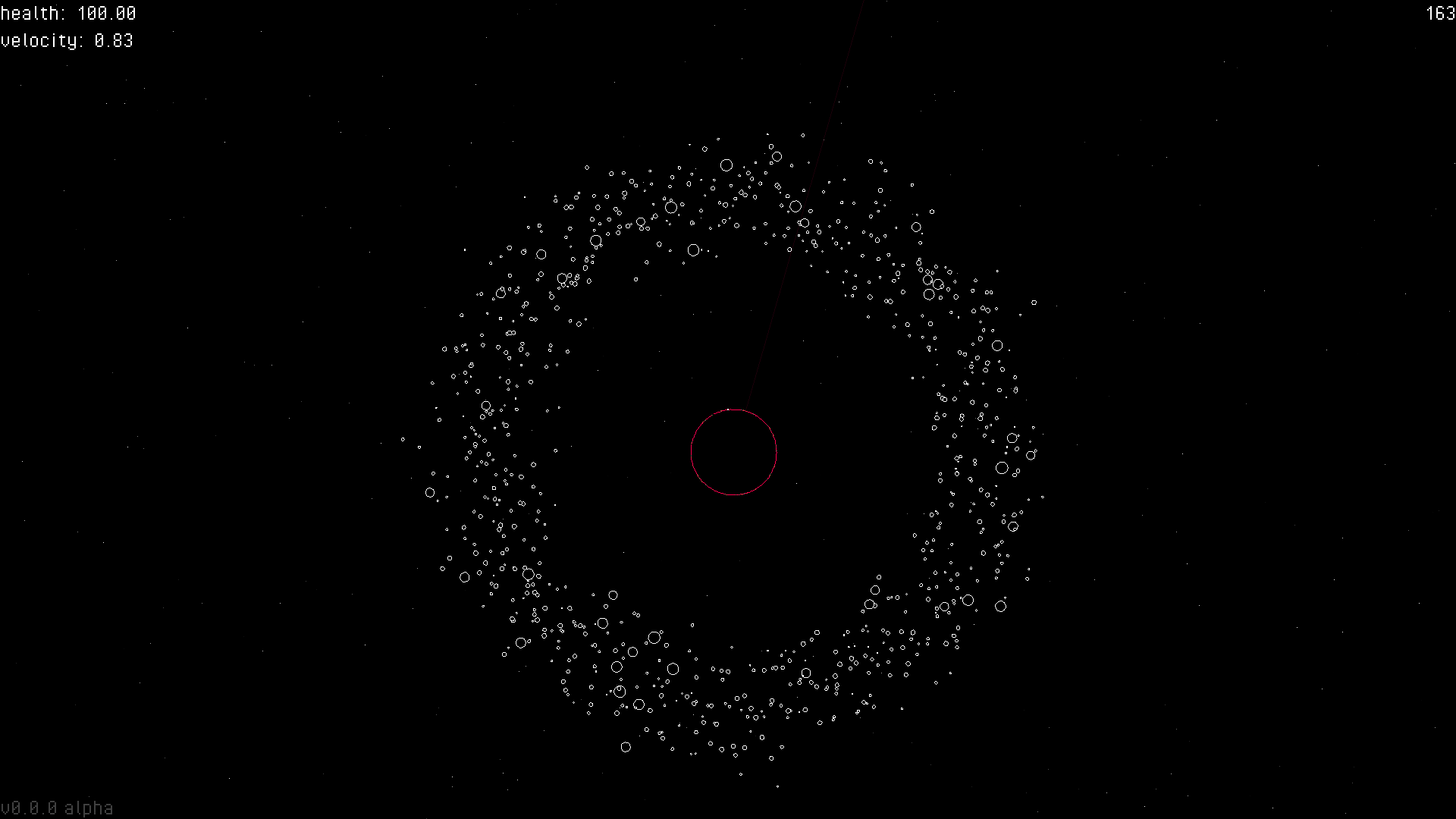 2D Vector art planet with dense asteroid rings.